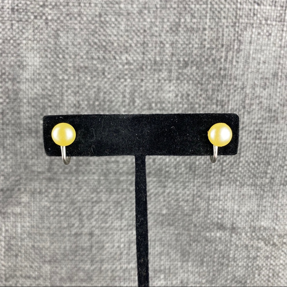 Vintage Pearly Yellow Micro Screw Back Earrings